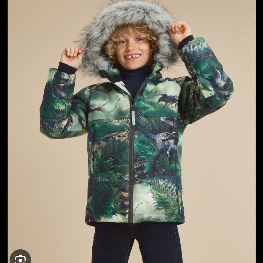 Molo Green Dinosaur Print Jacket